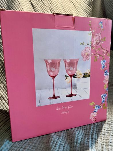 Pink Wine Glasses Pair - Rosa Belle