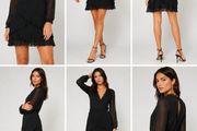Topshop Black Wrap Mini Dress  UK Size 8