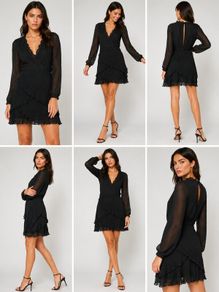Topshop Black Wrap Mini Dress  UK Size 8