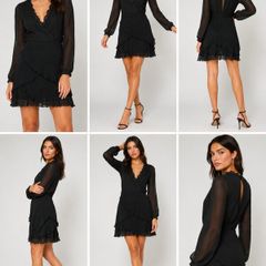 Topshop Black Wrap Mini Dress  UK Size 8
