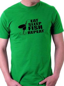 Eat Sleep Fish repeat T-shirt tee top shirt
