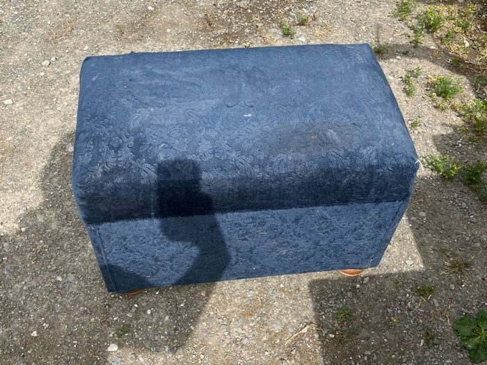 Navy blue patterned footstool