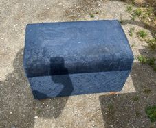 Navy blue patterned footstool