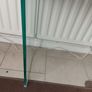Glass Console Table with concrete Slab Shelf, 100cm Length, 35cm wide and 80cm Tall, in excellent condition Image 8