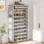 10 Tier Shoe Rack Cabinet with Dustproof Cover, Large Capacity Shoe Stand Metal Frame, Shoe Racks Storage Space Saver for 50-56 Pairs Shoes, Shoe Shelves for Inside Wardrobe, Living Room,Hallway Image 2