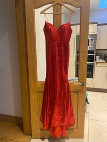 Red sequins debs fishtail body con dress new without tags