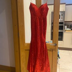 Red sequins debs fishtail body con dress new without tags