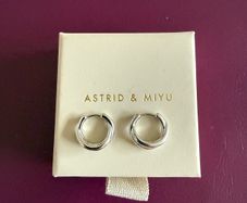 Astrid & Miyu crossover illusion Huggies in rhodium plated sterling silver BRAND NEW