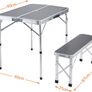 3-piece Aluminium Camping Table Set Folding 2 Benches Carry Handle Garden Foldable, grey Image 7
