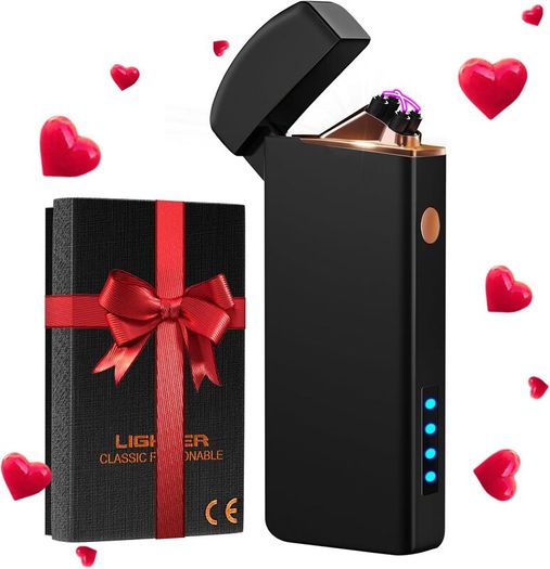 Valentines Day Gifts for Him Men Electric Lighter, USB Rechargeable Arc Lighter Windproof Flameless Plasma Lighter with Battery Display, Birthday Gifts for Men, Women, Him, Her