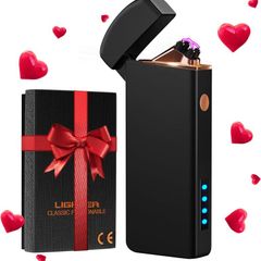 Valentines Day Gifts for Him Men Electric Lighter, USB Rechargeable Arc Lighter Windproof Flameless Plasma Lighter with Battery Display, Birthday Gifts for Men, Women, Him, Her