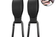 2Pcs PU Leather Stroller Hooks Rotate 360 Degrees Multifunctional Leather Hooks for Bags Stroller Accessories Christmas Gift