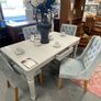 Marble Dining Table and 4 Blue Velvet Chairs Image 2