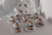 Stunning Vintage Dorchester Finest Bone China 21 Piece Teaset in a Fabulous Multicoloured Pansy Pattern in Excellent Condition