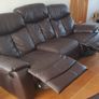 3 piece brown leather recliner sofa Image 6