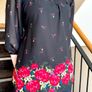 Black Floral Blouse Sheer Sleeves Tie Back -  Size XXL / 44 / 16 Image 5