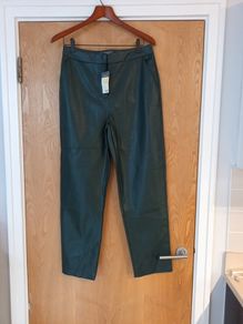 Primark Emerald  Green Faux Leather  Trousers.  S.14.  B.N.W.T