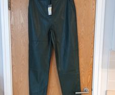 Primark Emerald  Green Faux Leather  Trousers.  S.14.  B.N.W.T