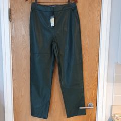 Primark Emerald  Green Faux Leather  Trousers.  S.14.  B.N.W.T