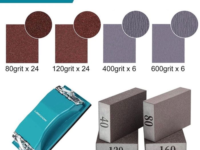 Sand Paper 65PCs, Sandpaper for Wood, 80-600 Grit Sandpaper Assortment Kit with Sanding Block, Sand Sponges 40/80/120/160 Grit, Alumina Sand Paper for Wood, Metal Sanding, Paint Finishing (FREE POSTAGE)