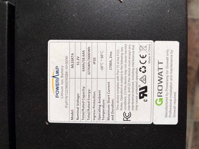 Growatt LifePO4 Battery IP20 3.3kWh Growatt LifePO4 Battery IP20 3.3kWh