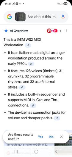 Music sequencer WS2 Midi GEM Workstation