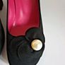 Le Babe 6009 Black Velour Court Shoes EU36 UK3 Pearl Flower Block Heels BNIB  CAN POST Image 7