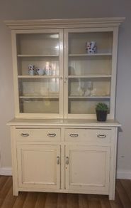 Solid wood painted sideboard with glass doors