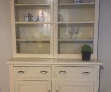 Solid wood painted sideboard with glass doors