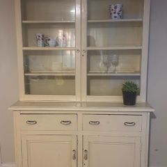 Solid wood painted sideboard with glass doors