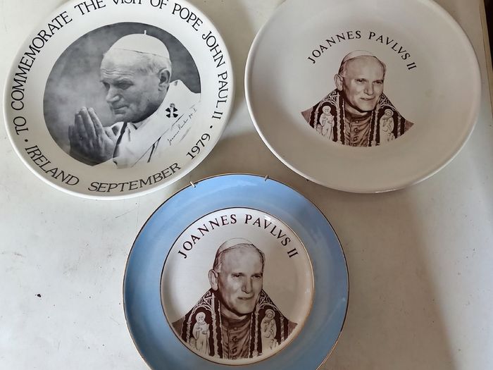 Three Pope John Paul Commemorative Plates