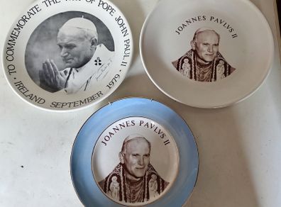 Three Pope John Paul Commemorative Plates