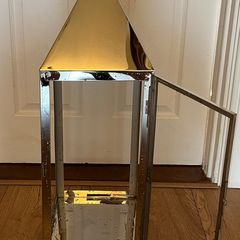 Modern Stainless Steel chrome large Candle Lantern with Handle for Home Decor 71cm H x 23cm W x 24cm D