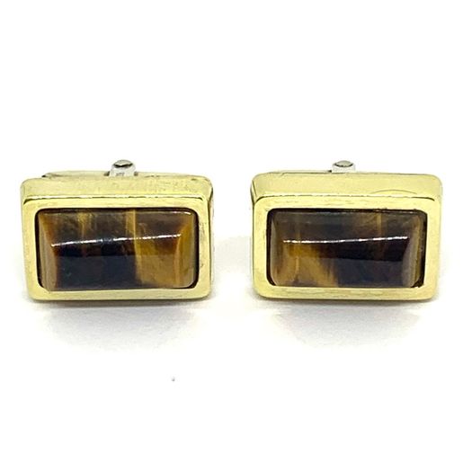 Mid century silver tigers eye cuff links