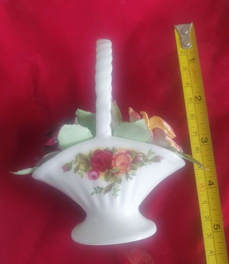 Vintage Basket of Flowers Bone China Ornament