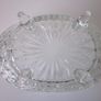 Vintage Sawtooth Rim and 4 Footed Glass Oval  Bowl Image 10