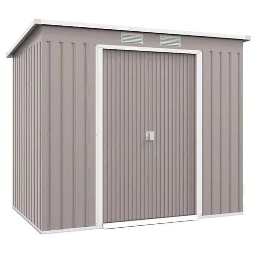 7 x 4ft Galvanised Steel Garden Shed, with Foundation Kit - Grey