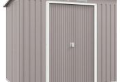 7 x 4ft Galvanised Steel Garden Shed, with Foundation Kit - Grey