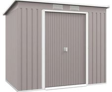 7 x 4ft Galvanised Steel Garden Shed, with Foundation Kit - Grey