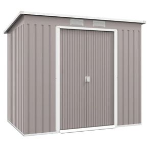 7 x 4ft Galvanised Steel Garden Shed, with Foundation Kit - Grey