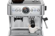 15 Bar Espresso Machine with Milk Frother, Barista Steam Wand, Professional Coffee Maker with Coffee Grinder, 30 Grind Settings, 3L Removable Water Tank - Stainless Steel