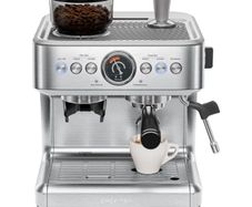 15 Bar Espresso Machine with Milk Frother, Barista Steam Wand, Professional Coffee Maker with Coffee Grinder, 30 Grind Settings, 3L Removable Water Tank - Stainless Steel