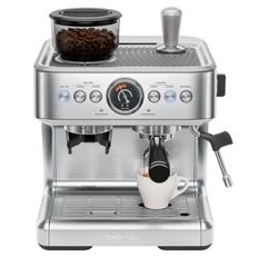 15 Bar Espresso Machine with Milk Frother, Barista Steam Wand, Professional Coffee Maker with Coffee Grinder, 30 Grind Settings, 3L Removable Water Tank - Stainless Steel