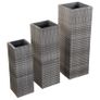 Garden Raised Beds 3 pcs Poly Rattan Grey Image 5