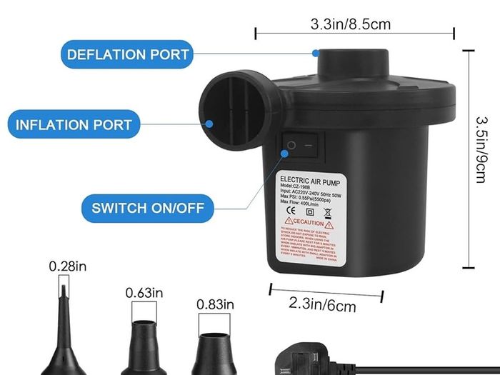 NEW SALE | 220V AC/150W 50/60Hz portable quick fill AC Inflator Deflator with 3 Nozzles Pump for Bed Mattress Inflatables Paddling Pool Beach Toys