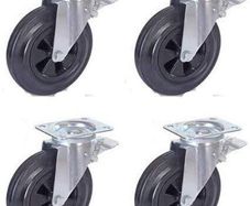 200mm Heavy Duty Castor Wheels Swivel Brake Rubber Set
