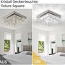 10.6" Modern Crystal Chandeliers Square Ceiling Light Led Ceiling Lights Mini Bedroom Fixture 30W for Kitchen Hallway Dining Room (Color Temperature/Brightness Adjustable) Image 3