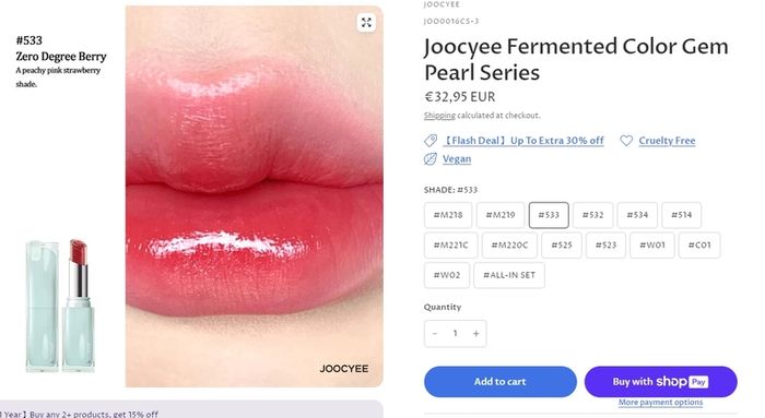 C-Beauty Joocyee x Chupa Chups Collaboration Sweetheart Series Lip Gloss in 533 Zero Degree Berry