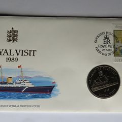 Guernsey Rare Two Pounds 1989 Royal Yacht Britannia first day stamp cover