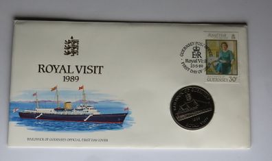 Guernsey Rare Two Pounds 1989 Royal Yacht Britannia first day stamp cover